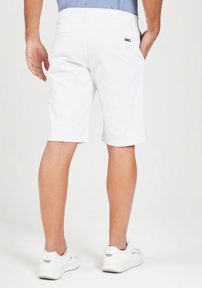 Solid Shorts with Button Closure and Pockets-Shorts-image-3