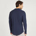 Herringbone Textured Shirt with Mandarin Collar and Long Sleeves-Shirts-thumbnailMobile-3