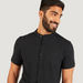 Textured Shirt with Mandarin Collar and Short Sleeves-Shirts-thumbnailMobile-2