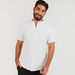 Textured Shirt with Mandarin Collar and Short Sleeves-Shirts-thumbnailMobile-0