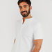 Textured Shirt with Mandarin Collar and Short Sleeves-Shirts-thumbnailMobile-4