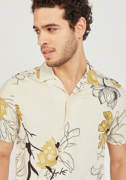 Floral Print Shirt with Short Sleeves and Button Closure-Shirts-image-0