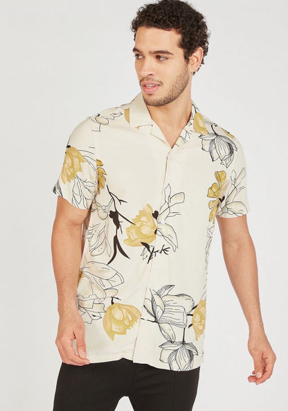 Floral Print Shirt with Short Sleeves and Button Closure-Shirts-image-2