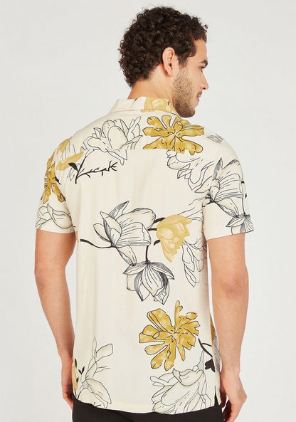 Floral Print Shirt with Short Sleeves and Button Closure-Shirts-image-3