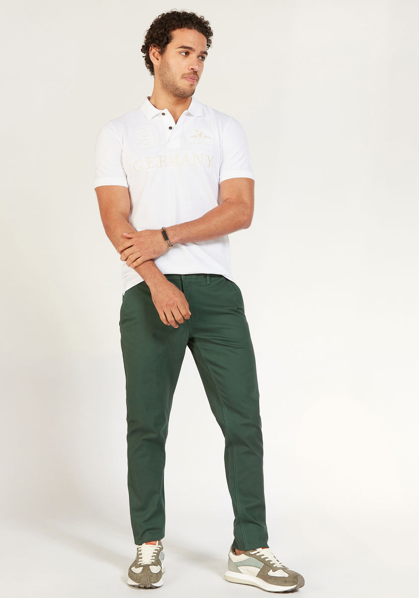 Solid Mid-Rise Chinos with Pockets and Button Closure-Pants-image-1