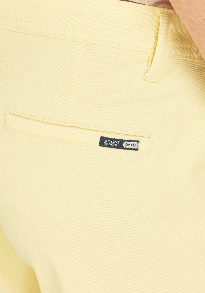 Solid Shorts with Button Closure and Pockets-Shorts-image-4