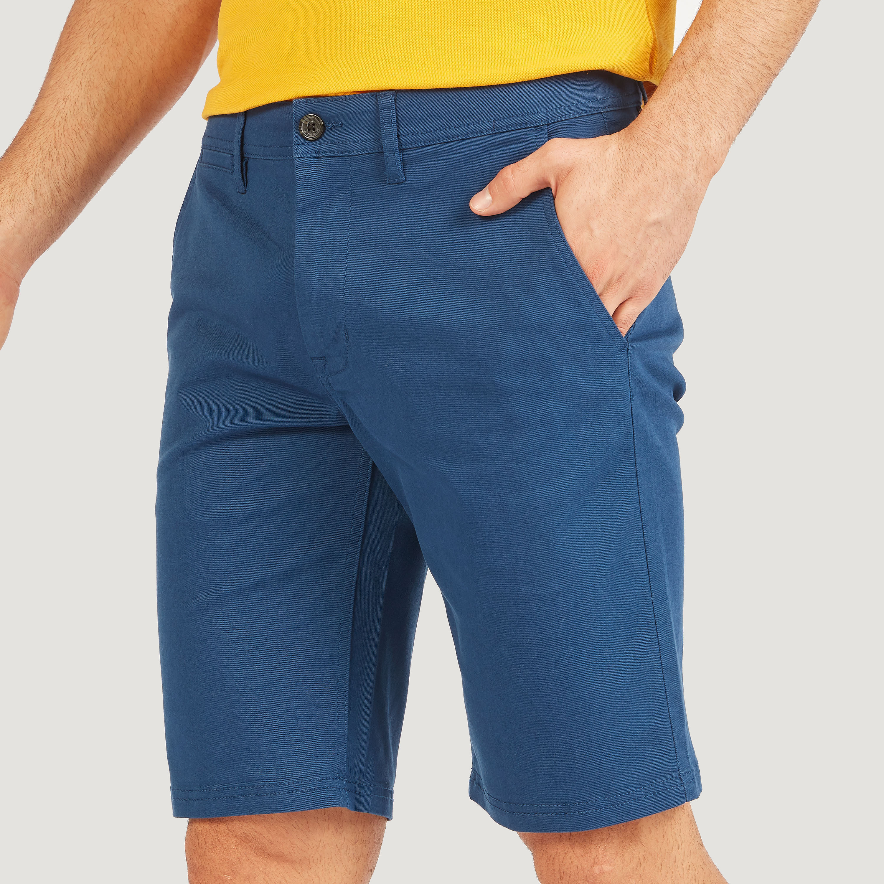 Solid Shorts with Button Closure and Pockets-men-clothing-bottoms-shorts-image-3