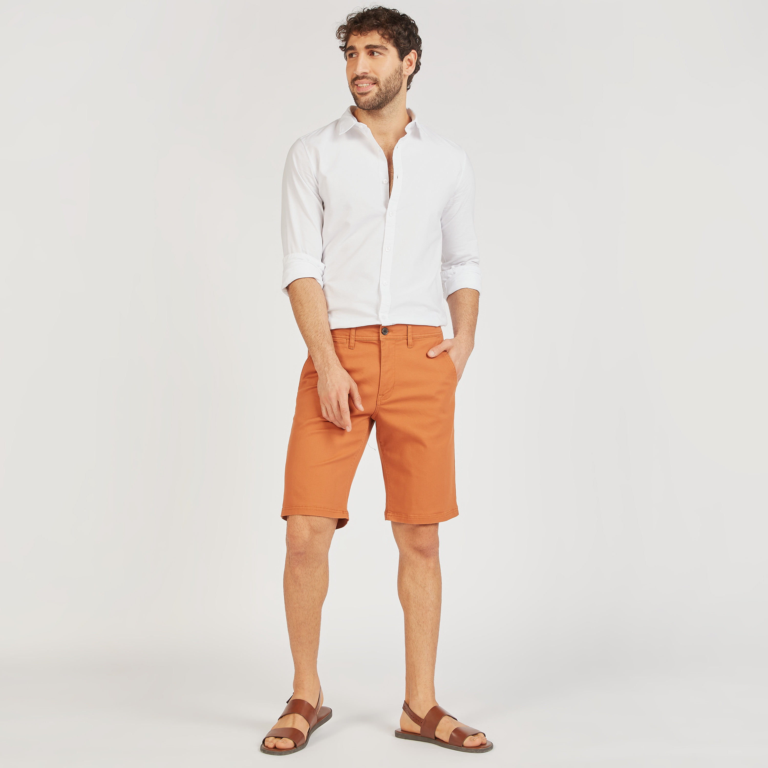 Solid Shorts with Button Closure and Pockets-men-clothing-bottoms-shorts-image-7