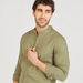 Textured Mandarin Collar Shirt with Long Sleeves and Button Closure-Shirts-thumbnail-4