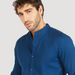 Textured Mandarin Collar Shirt with Long Sleeves and Button Closure-Shirts-thumbnailMobile-0