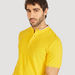 Solid Mandarin Neck Polo T-shirt with Short Sleeves and Button Closure-Polos-thumbnail-0