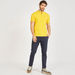 Solid Mandarin Neck Polo T-shirt with Short Sleeves and Button Closure-Polos-thumbnailMobile-1