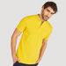 Solid Mandarin Neck Polo T-shirt with Short Sleeves and Button Closure-Polos-thumbnail-2