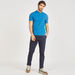 Solid Mandarin Neck Polo T-shirt with Short Sleeves and Button Closure-Polos-thumbnailMobile-1