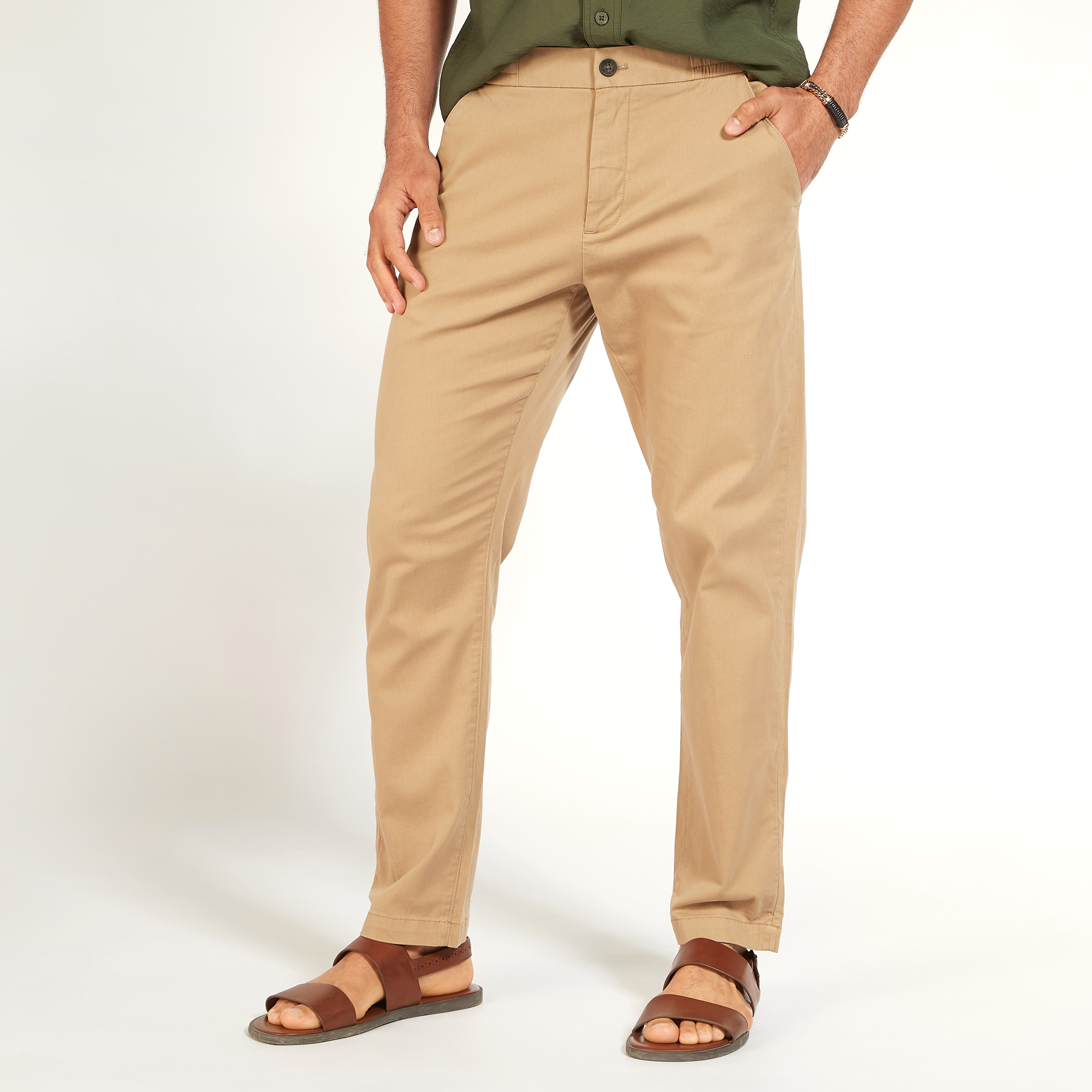 بنطلون شينو سادة بأزرار إغلاق-men-clothing-bottoms-trousersandchinos-chinos-image-1