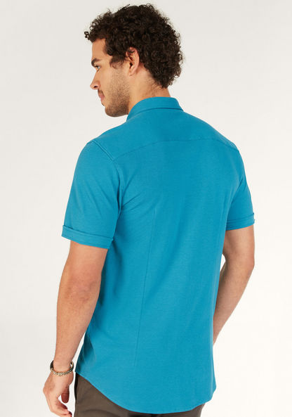 Solid Shirt with Short Sleeves and Button Closure-Shirts-image-3