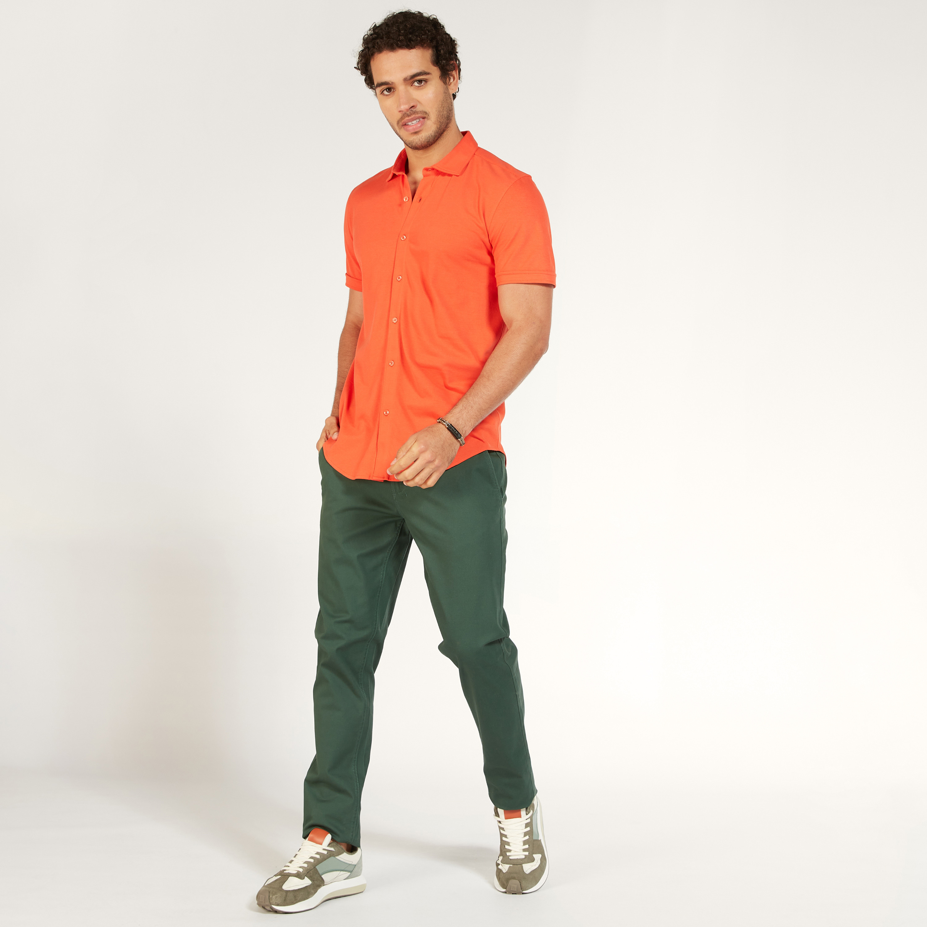 Solid Shirt with Short Sleeves and Button Closure-men-clothing-shirts-image-26