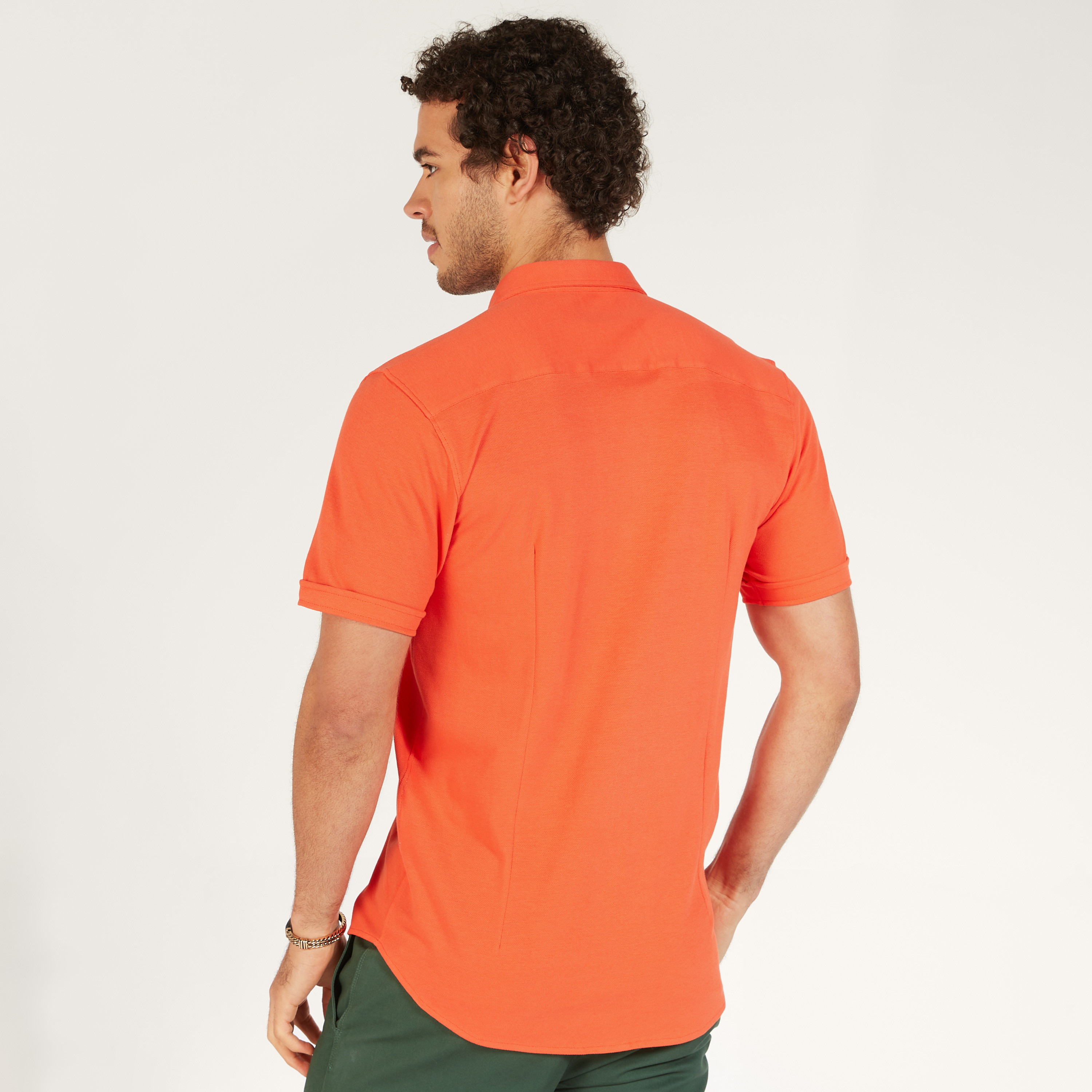Solid Shirt with Short Sleeves and Button Closure-men-clothing-shirts-image-28