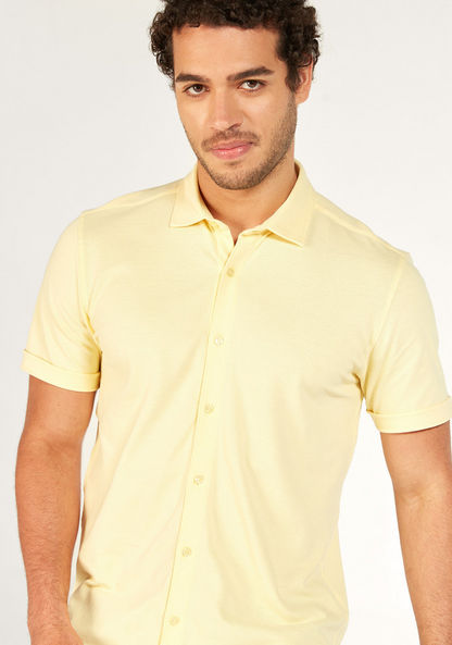 Solid Shirt with Short Sleeves and Button Closure-Shirts-image-2
