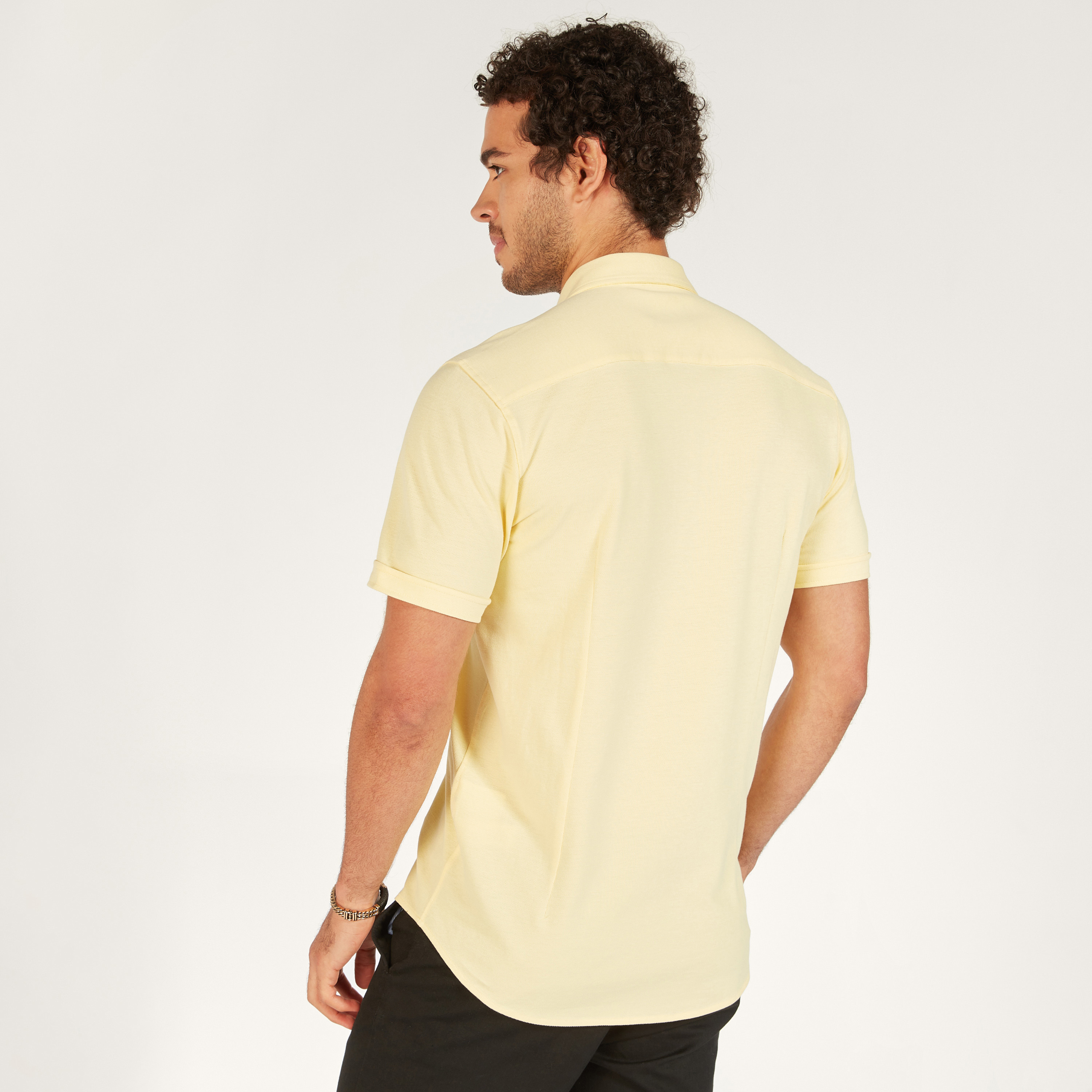 Solid Shirt with Short Sleeves and Button Closure-men-clothing-shirts-image-32