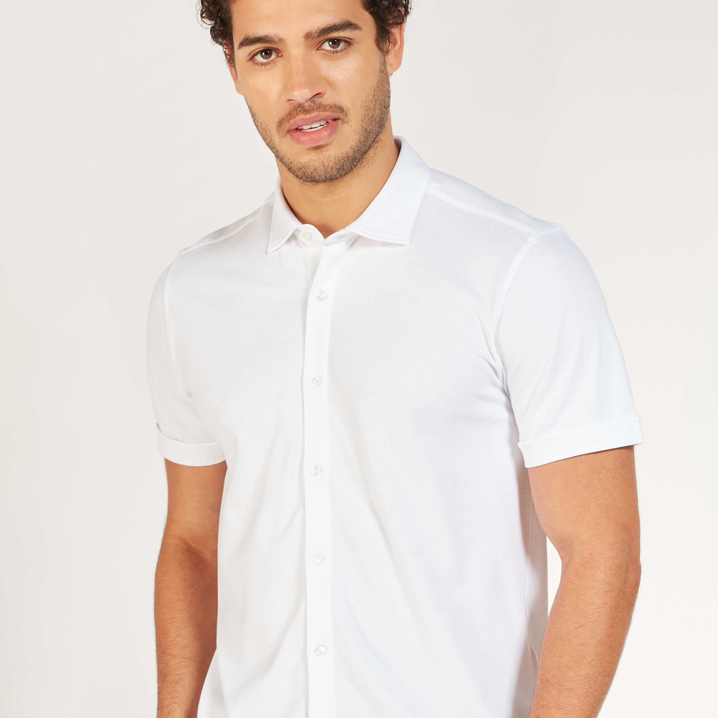 Solid Shirt with Short Sleeves and Button Closure-men-clothing-shirts-image-36