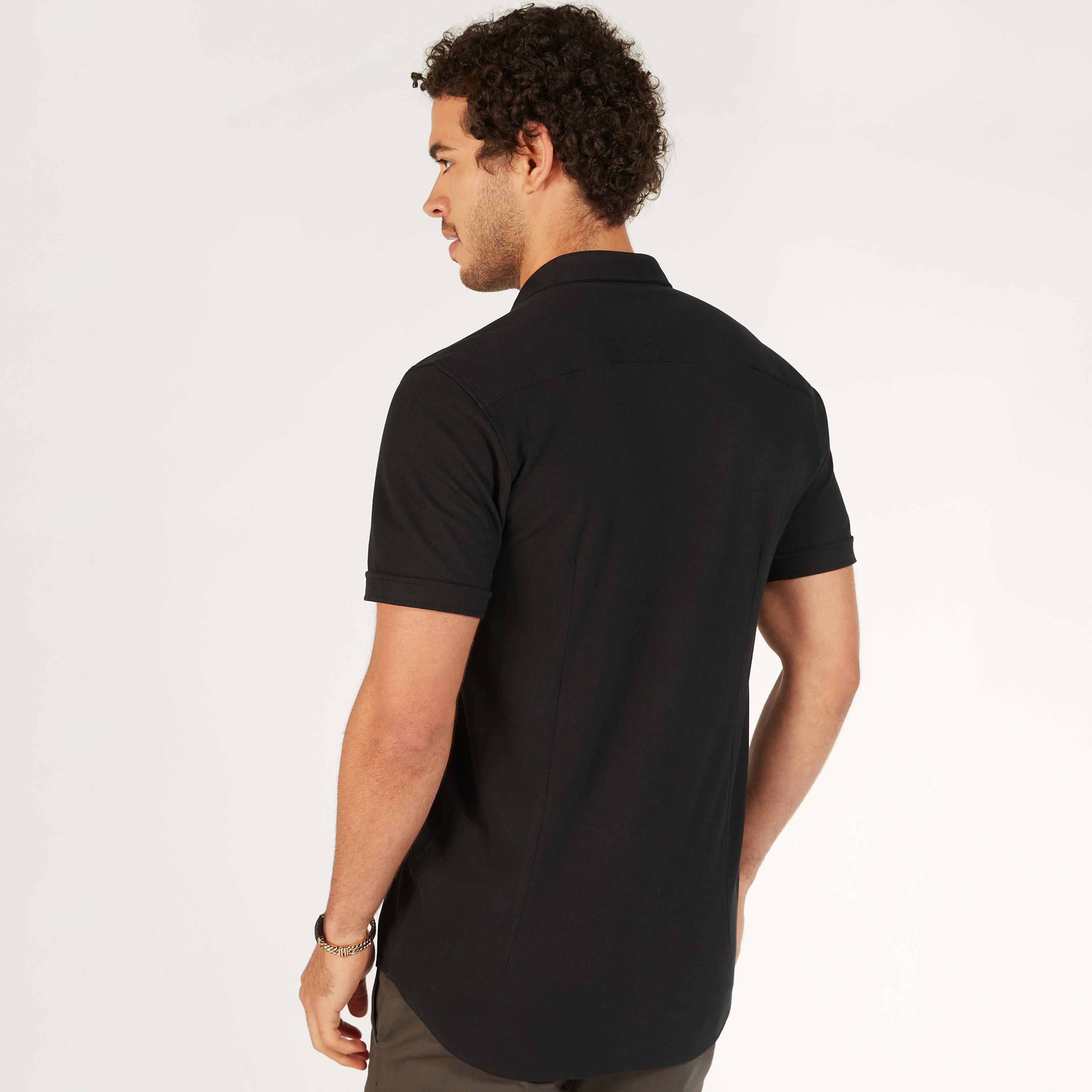 Solid Shirt with Short Sleeves and Button Closure-men-clothing-shirts-image-41