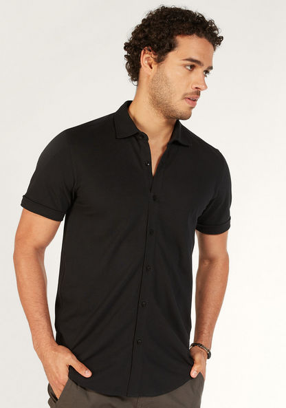 Solid Shirt with Short Sleeves and Button Closure-Shirts-image-4
