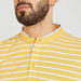 Striped T-shirt with Short Sleeves and Mandarin Neck-T Shirts-thumbnail-2