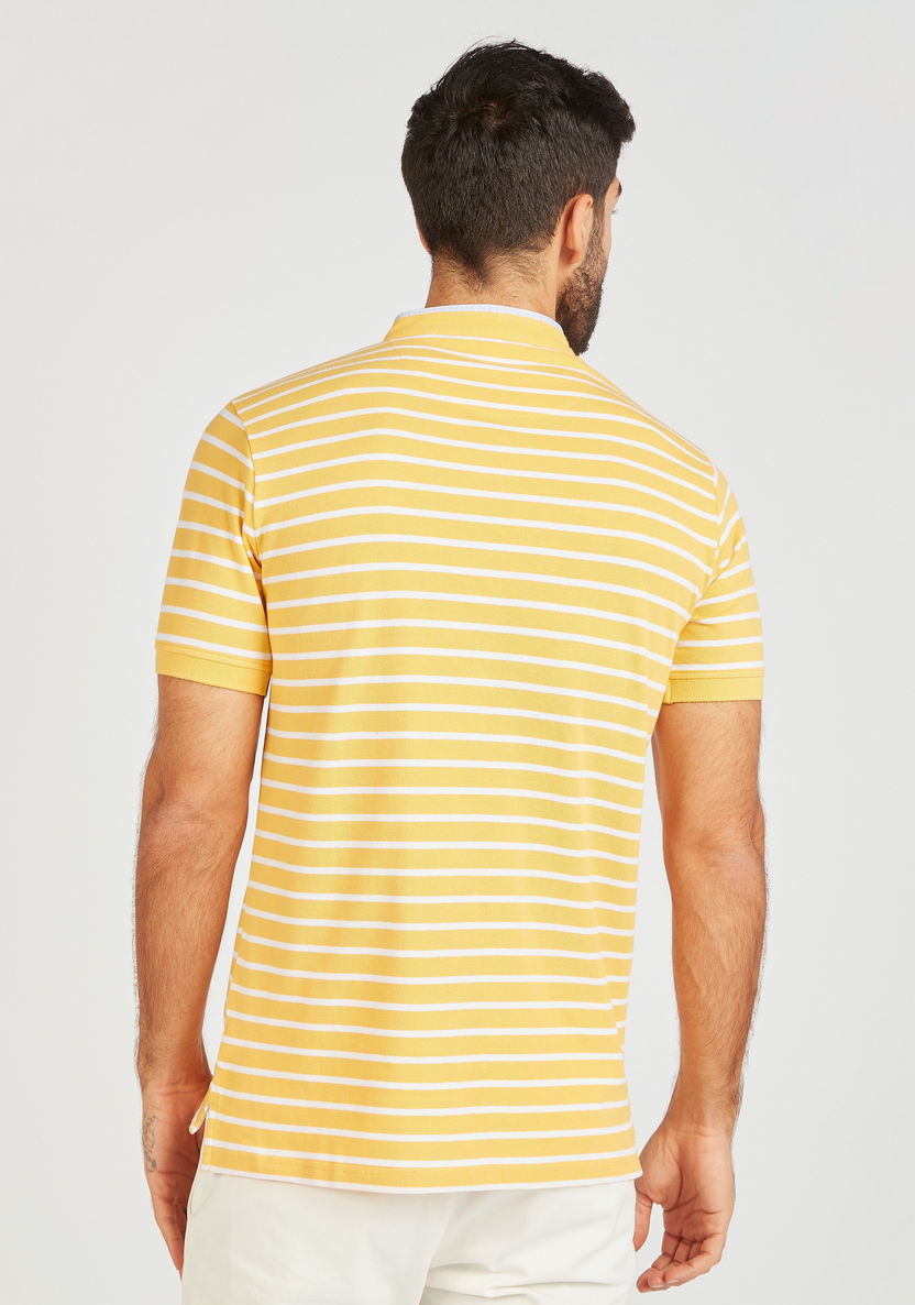 Striped T-shirt with Short Sleeves and Mandarin Neck-T Shirts-image-3
