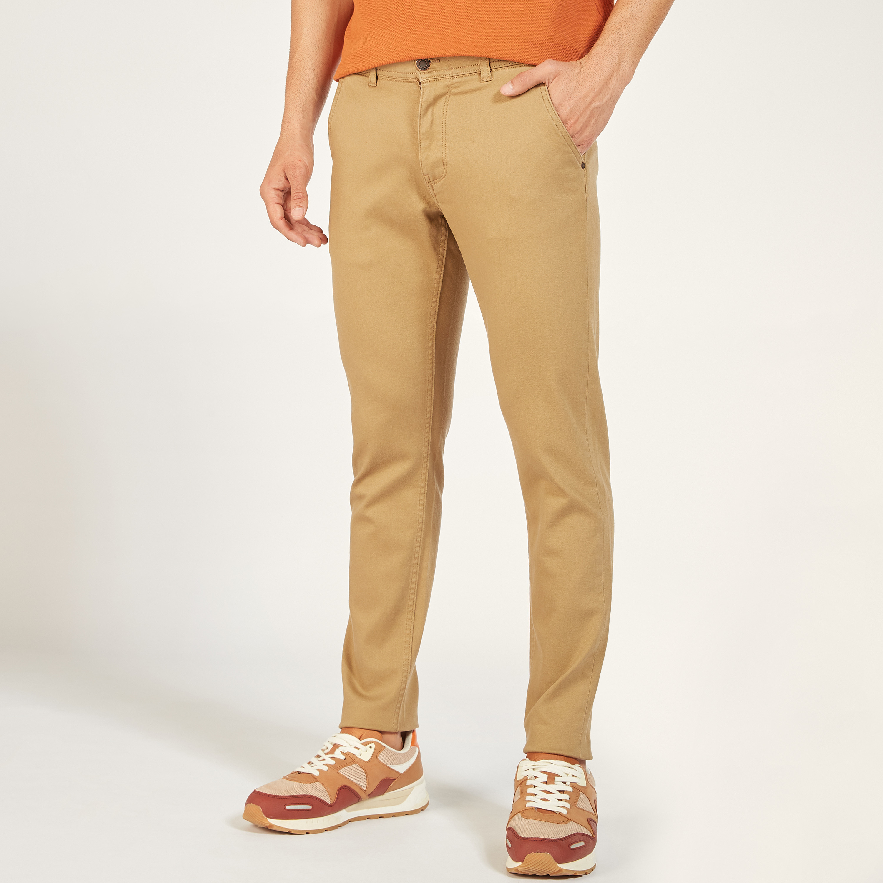 Solid Slim Fit Trousers with Pockets and Button Closure-men-clothing-bottoms-trousersandchinos-trousers-image-1