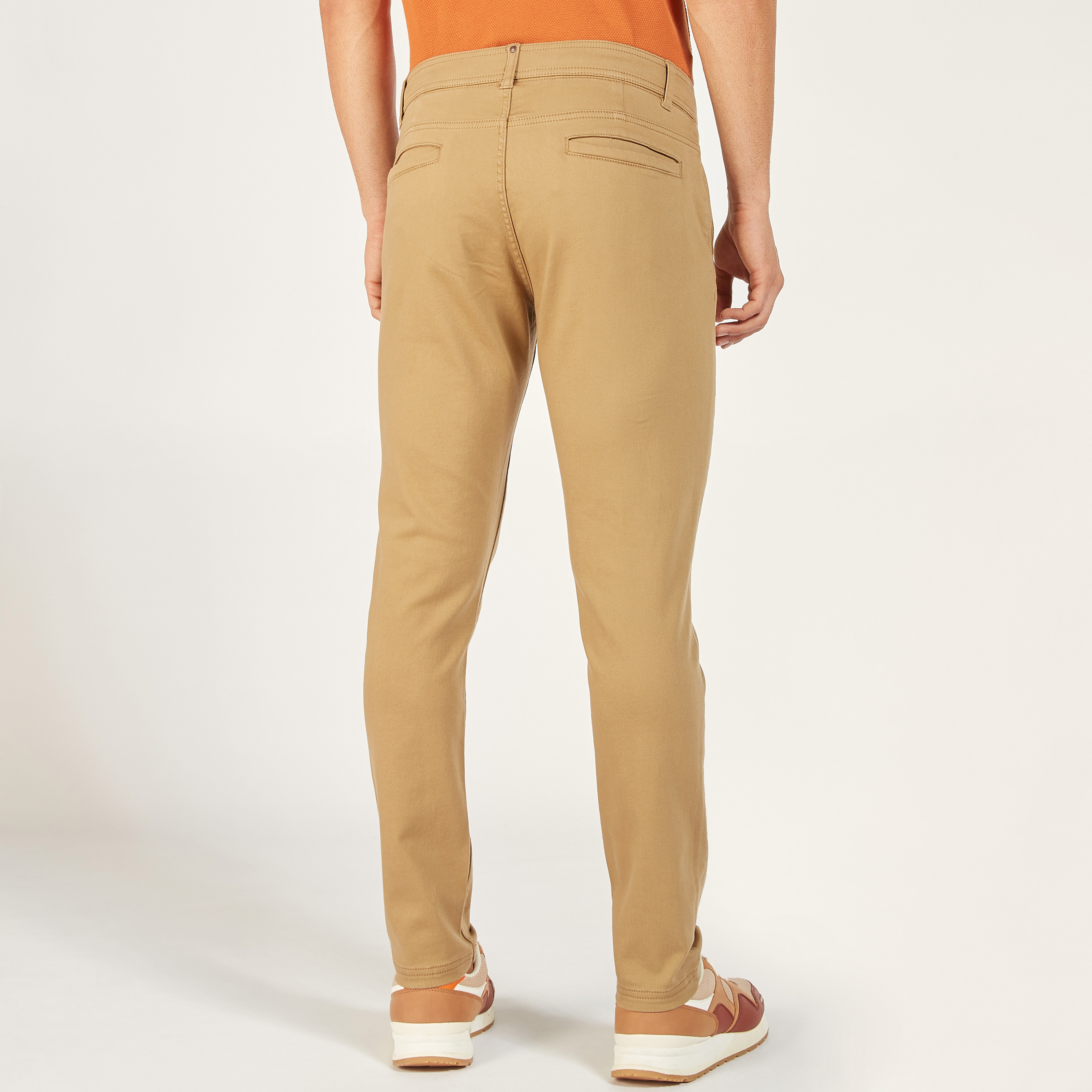 Solid Slim Fit Trousers with Pockets and Button Closure-men-clothing-bottoms-trousersandchinos-trousers-image-4