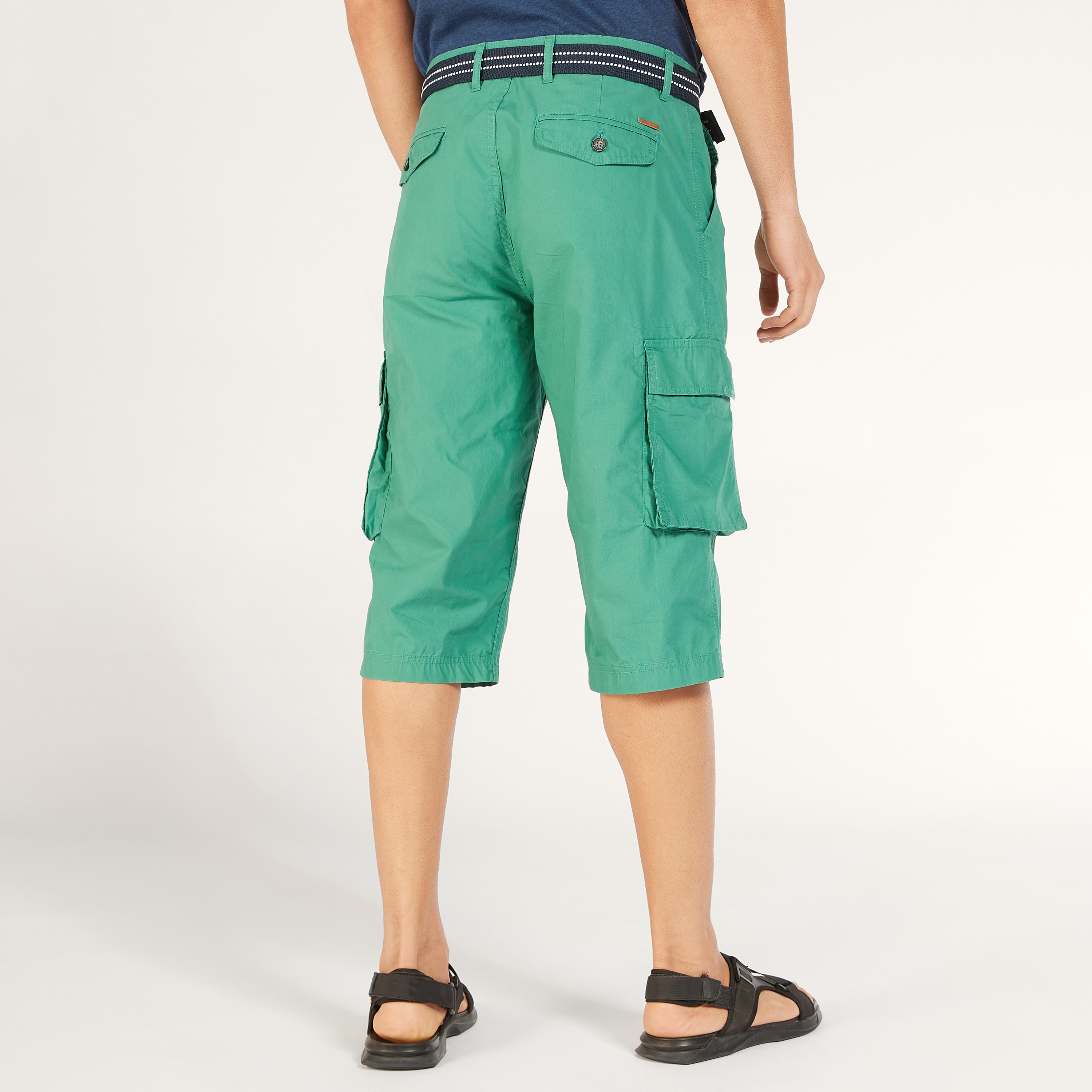 Solid Mid-Rise Cargo Shorts with Belt and Pockets-men-clothing-bottoms-shorts-image-8