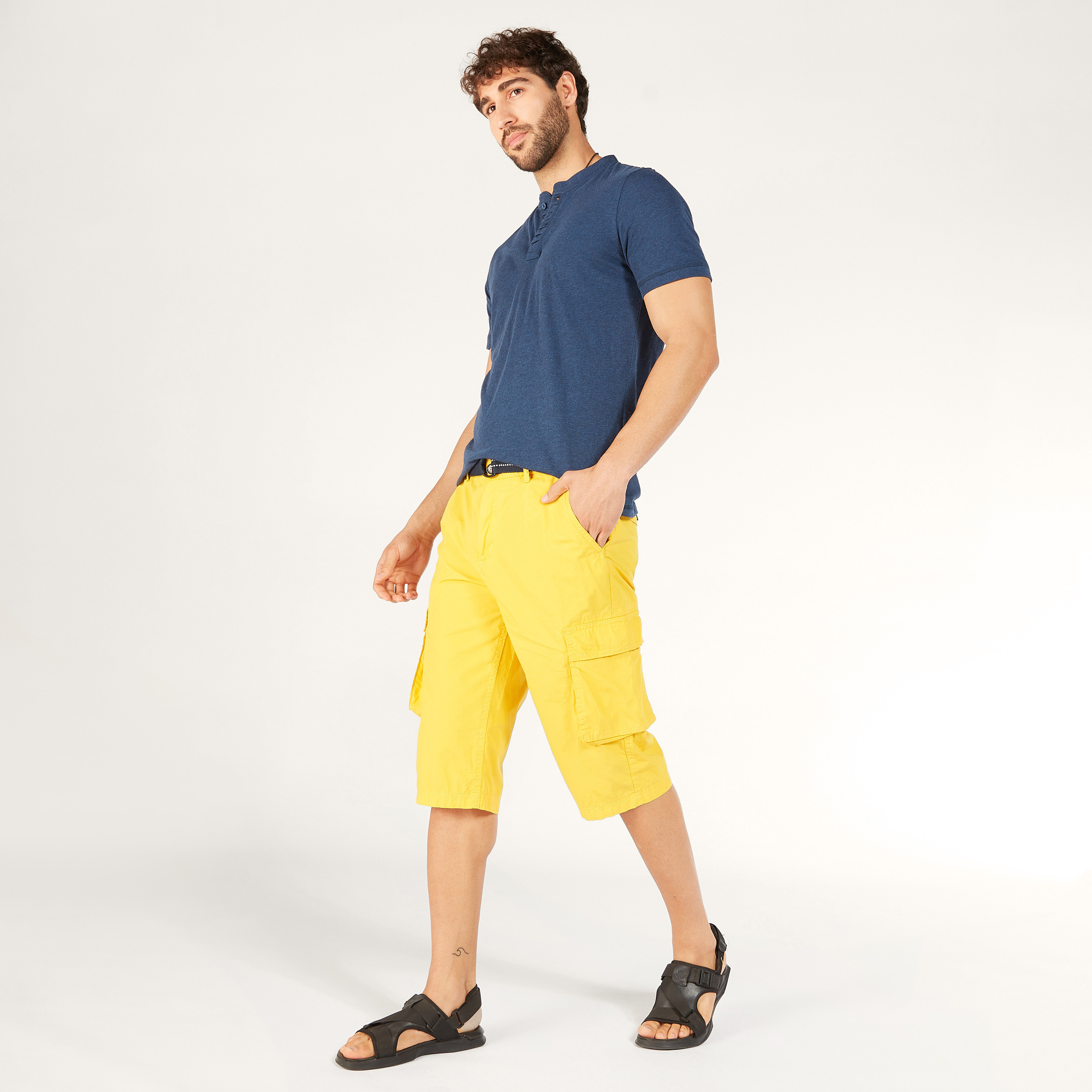 Solid Mid-Rise Cargo Shorts with Belt and Pockets-men-clothing-bottoms-shorts-image-10