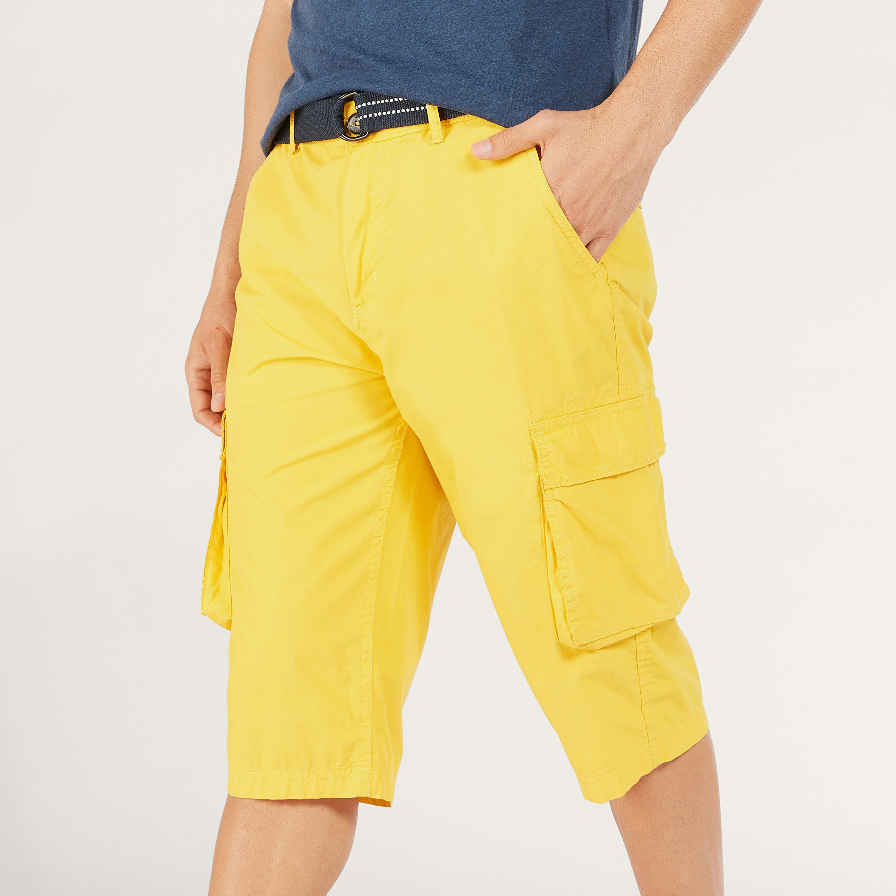 Solid Mid-Rise Cargo Shorts with Belt and Pockets-men-clothing-bottoms-shorts-image-11