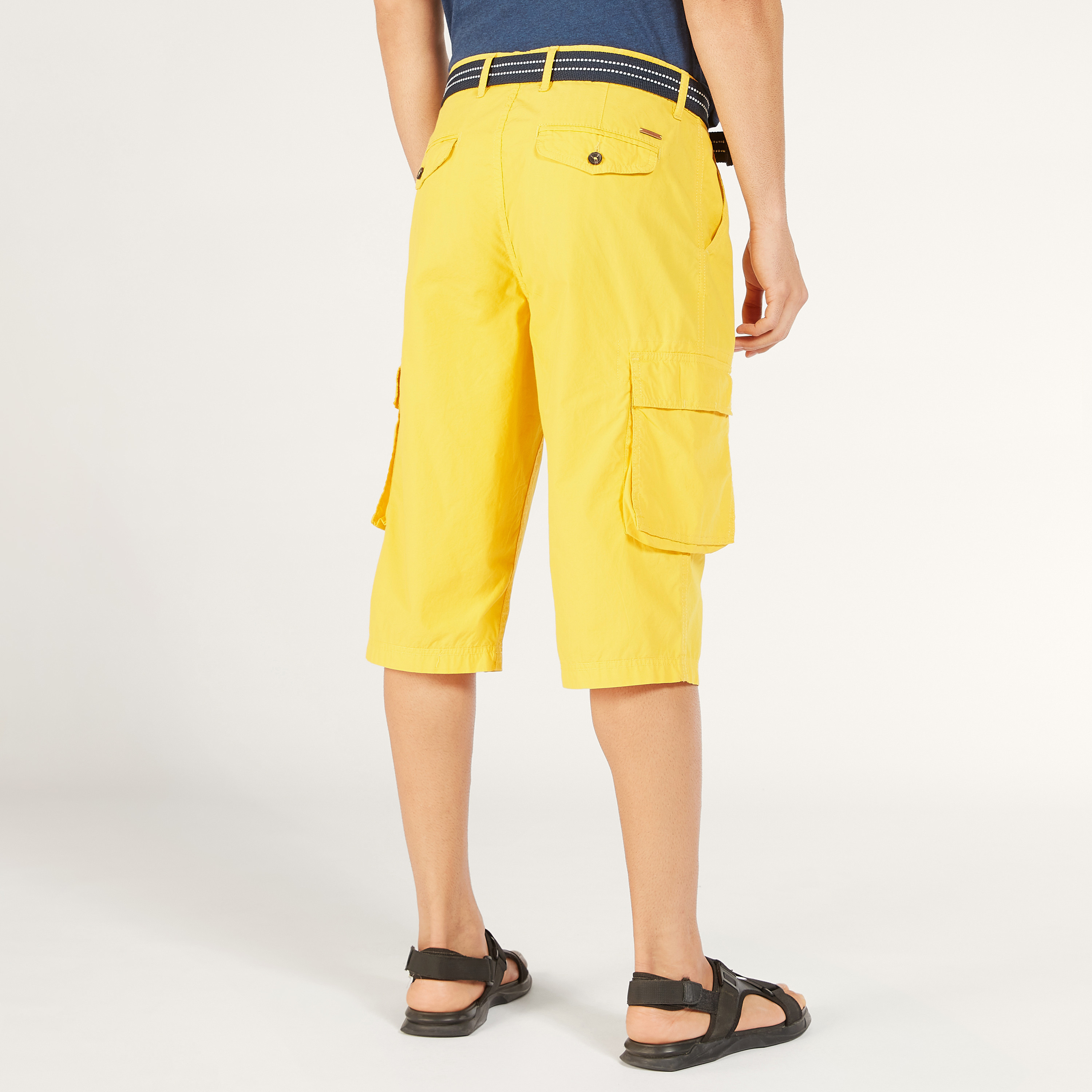 Solid Mid-Rise Cargo Shorts with Belt and Pockets-men-clothing-bottoms-shorts-image-12