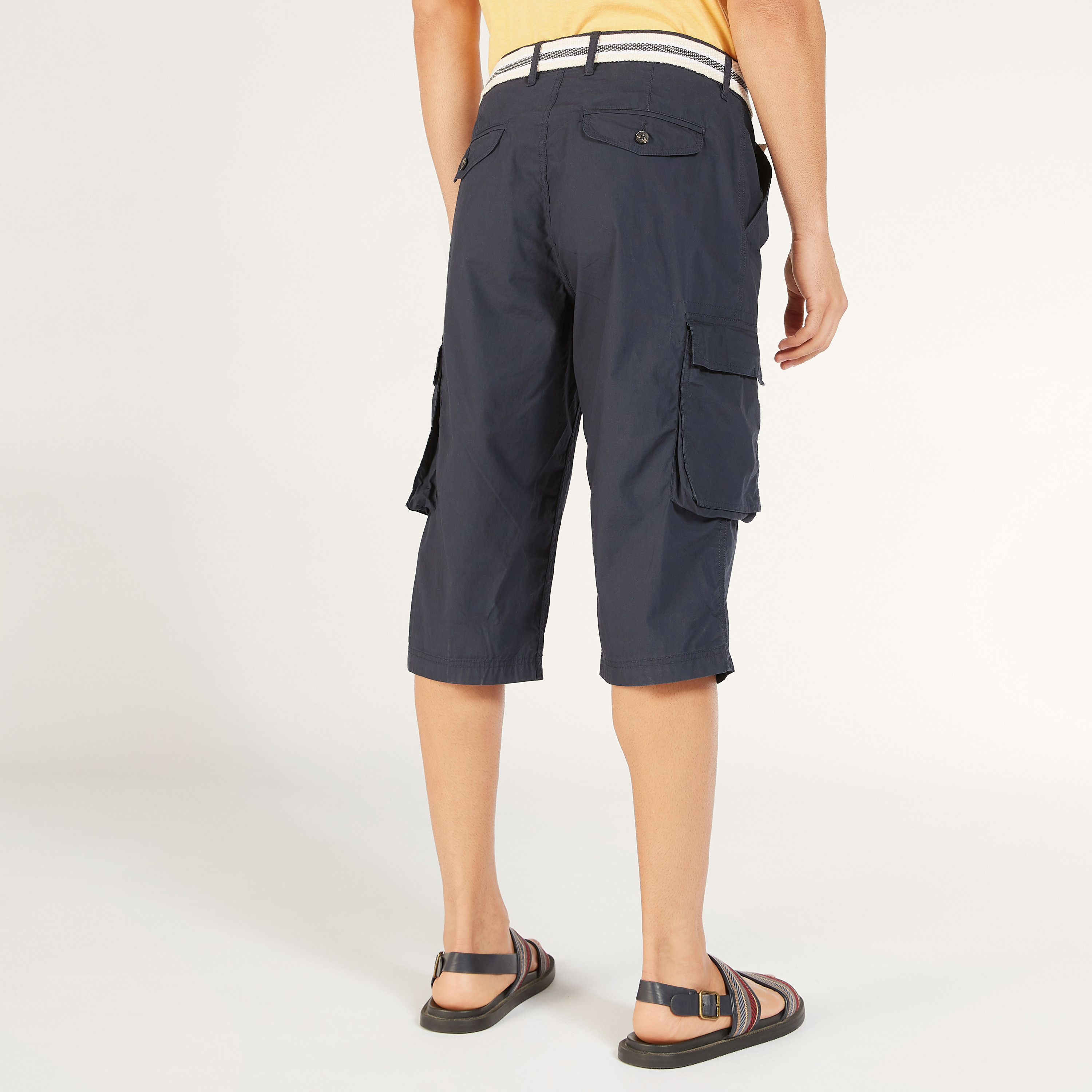 Solid Mid-Rise Cargo Shorts with Belt and Pockets-men-clothing-bottoms-shorts-image-16
