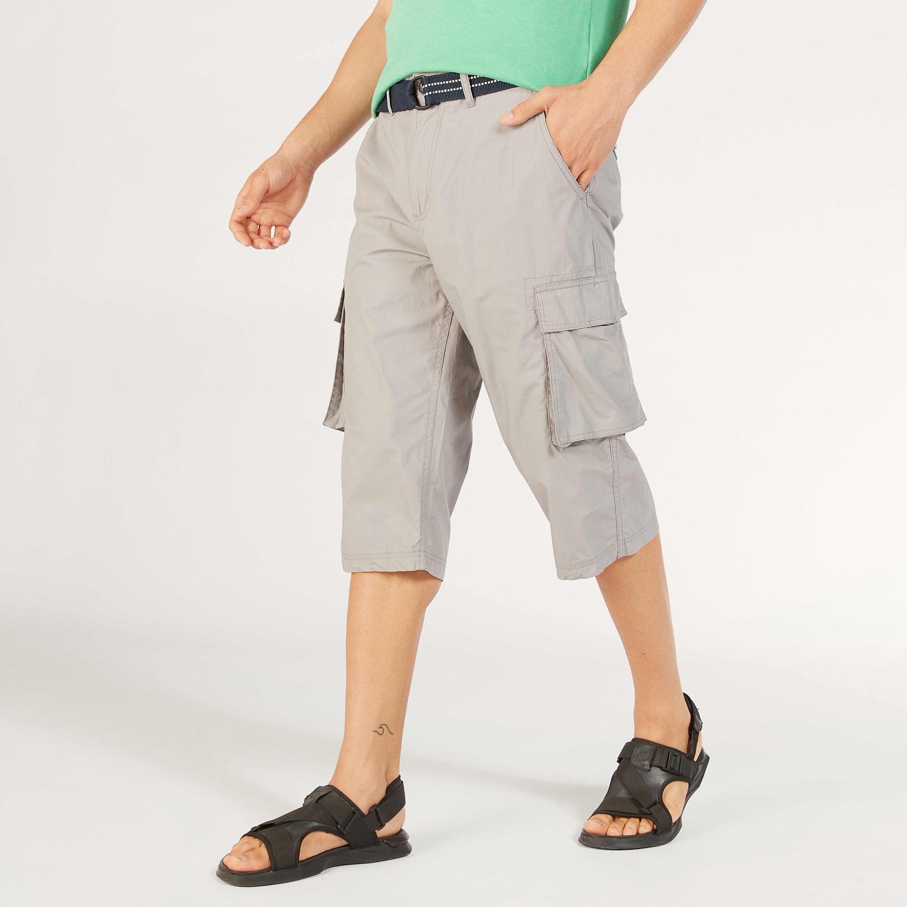 Solid Mid-Rise Cargo Shorts with Belt and Pockets-men-clothing-bottoms-shorts-image-22