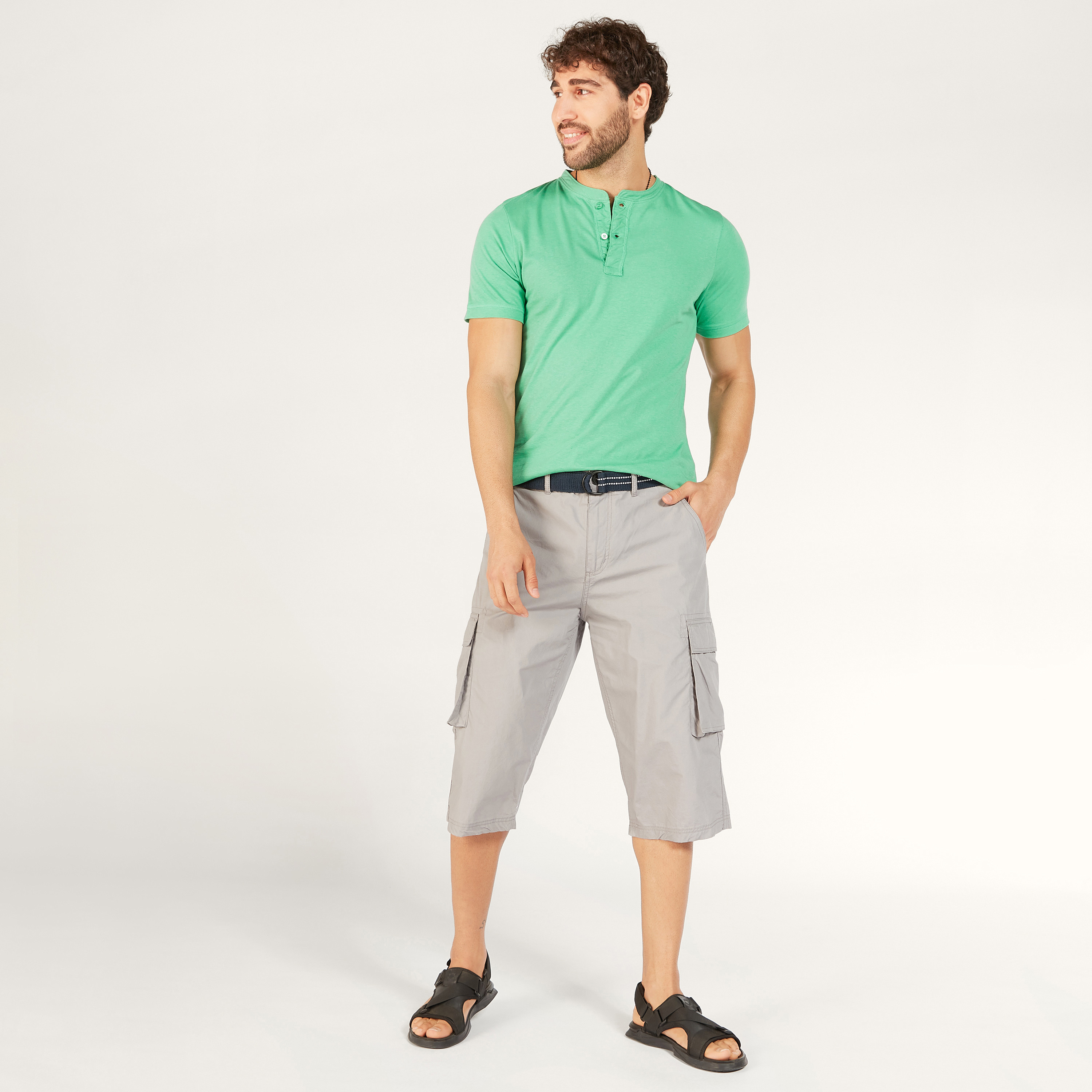 Solid Mid-Rise Cargo Shorts with Belt and Pockets-men-clothing-bottoms-shorts-image-23