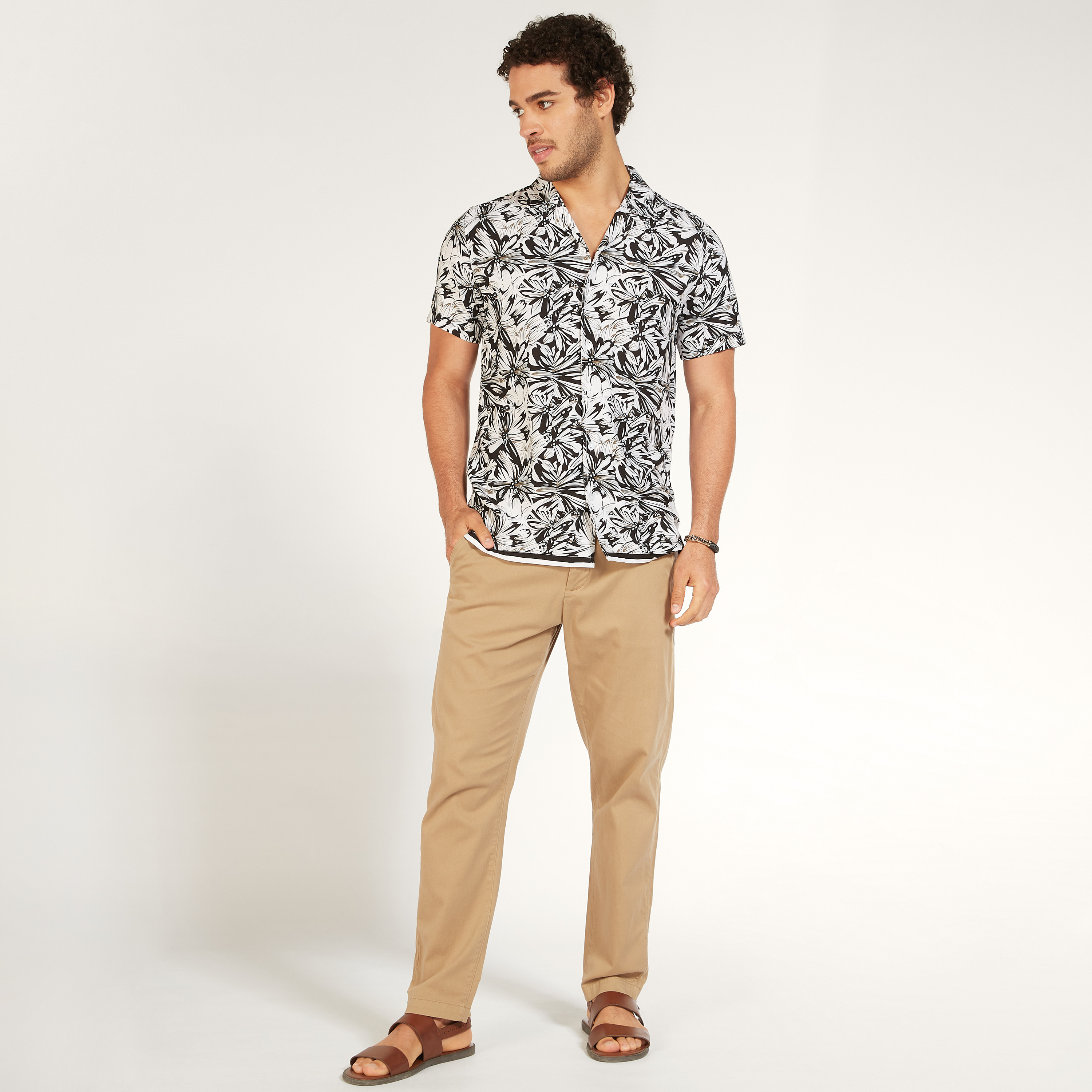 Lee Cooper Floral Print Shirt with Short Sleeves-men-clothing-shirts-image-2