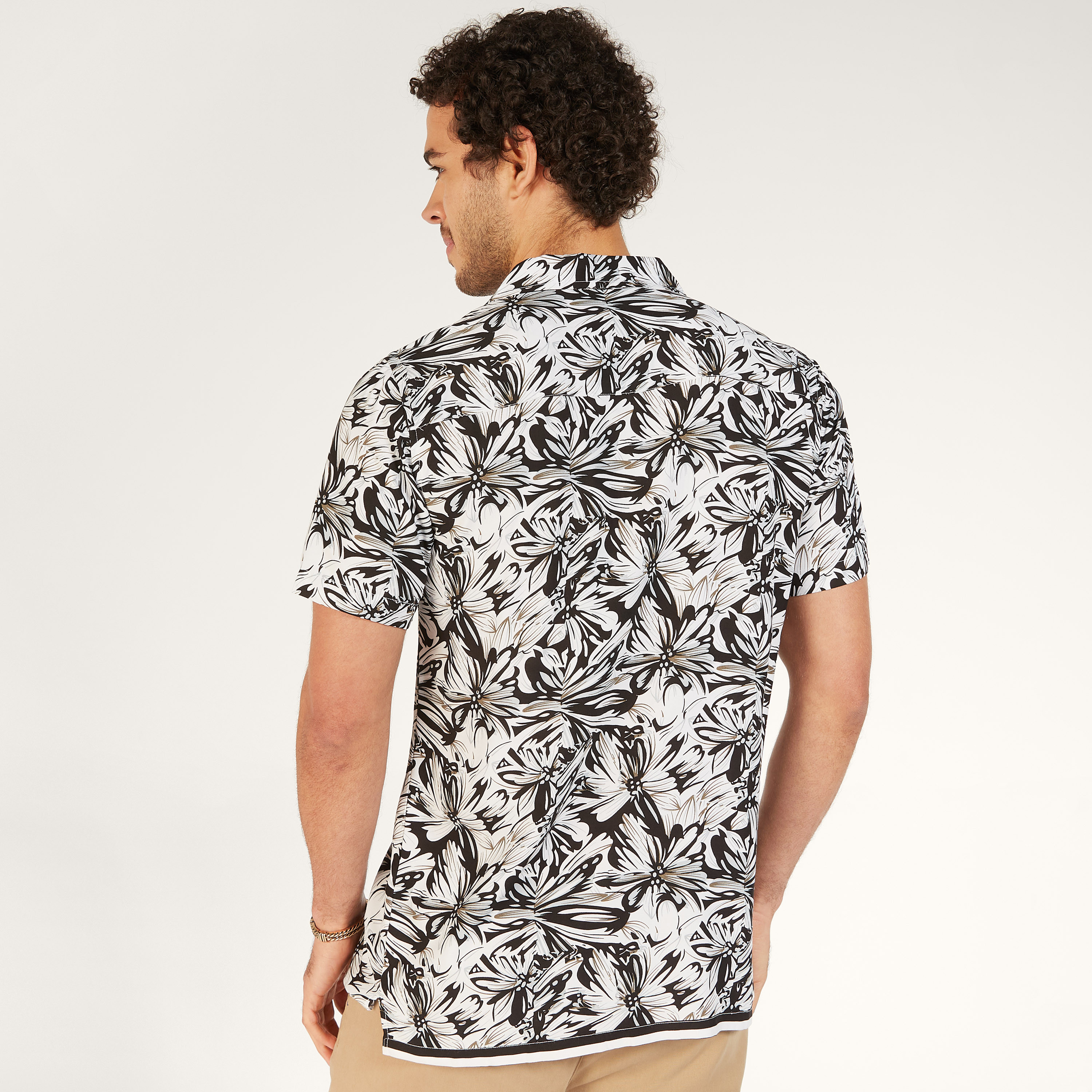 Lee Cooper Floral Print Shirt with Short Sleeves-men-clothing-shirts-image-4