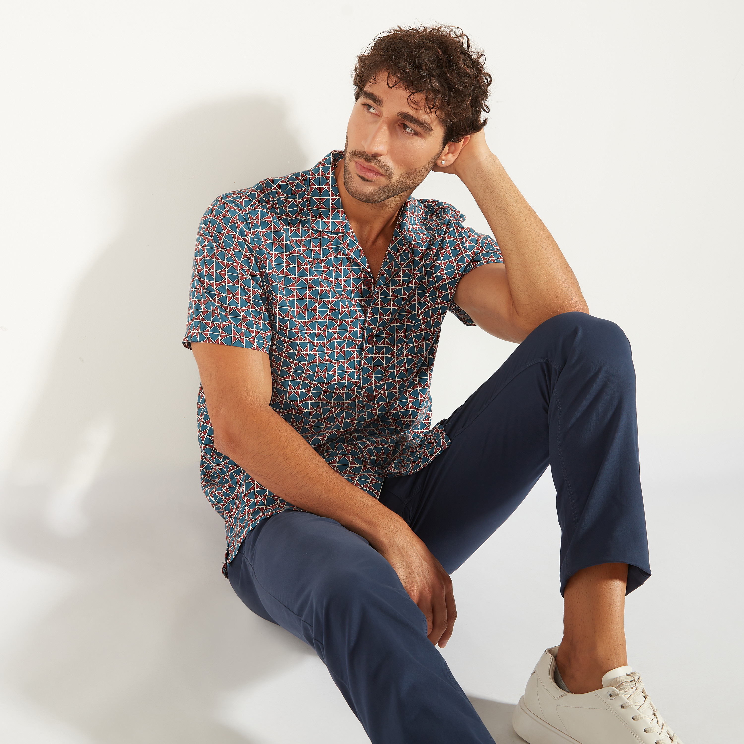 Printed Shirt with Short Sleeves-men-clothing-shirts-image-1