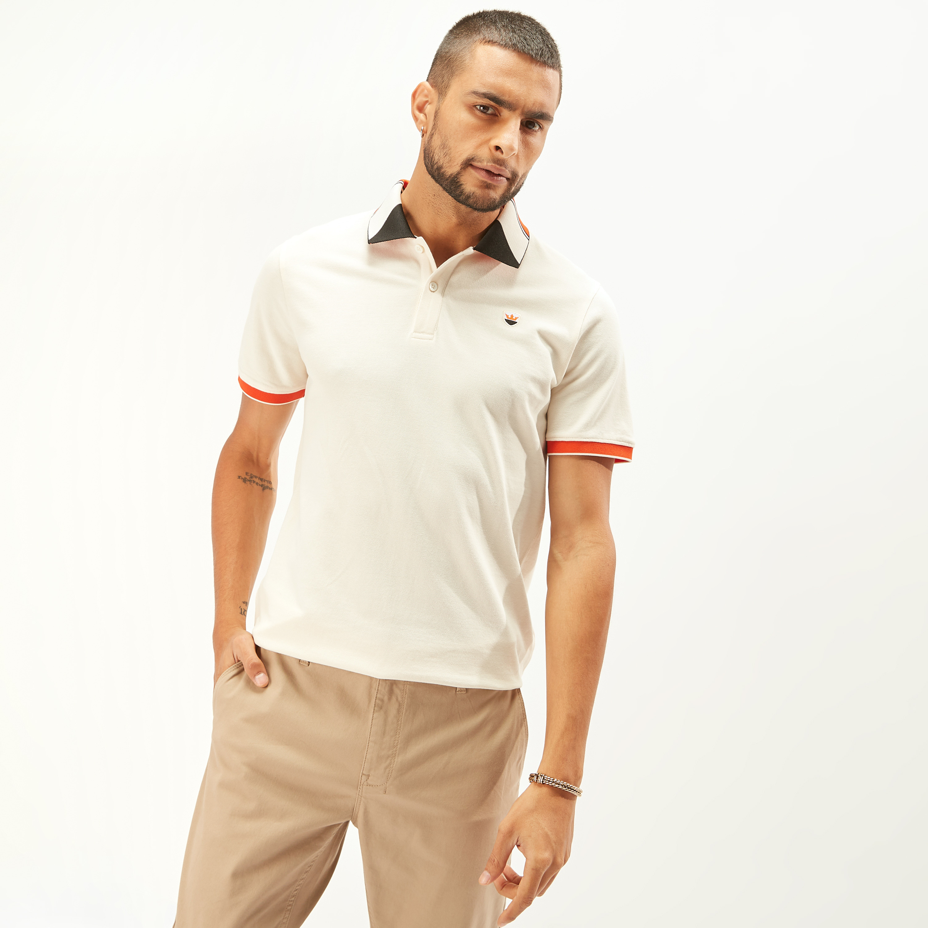 Jacquard Detail Polo T-shirt with Short Sleeves and Button Closure-men-clothing-tshirtsandpolos-polos-image-9