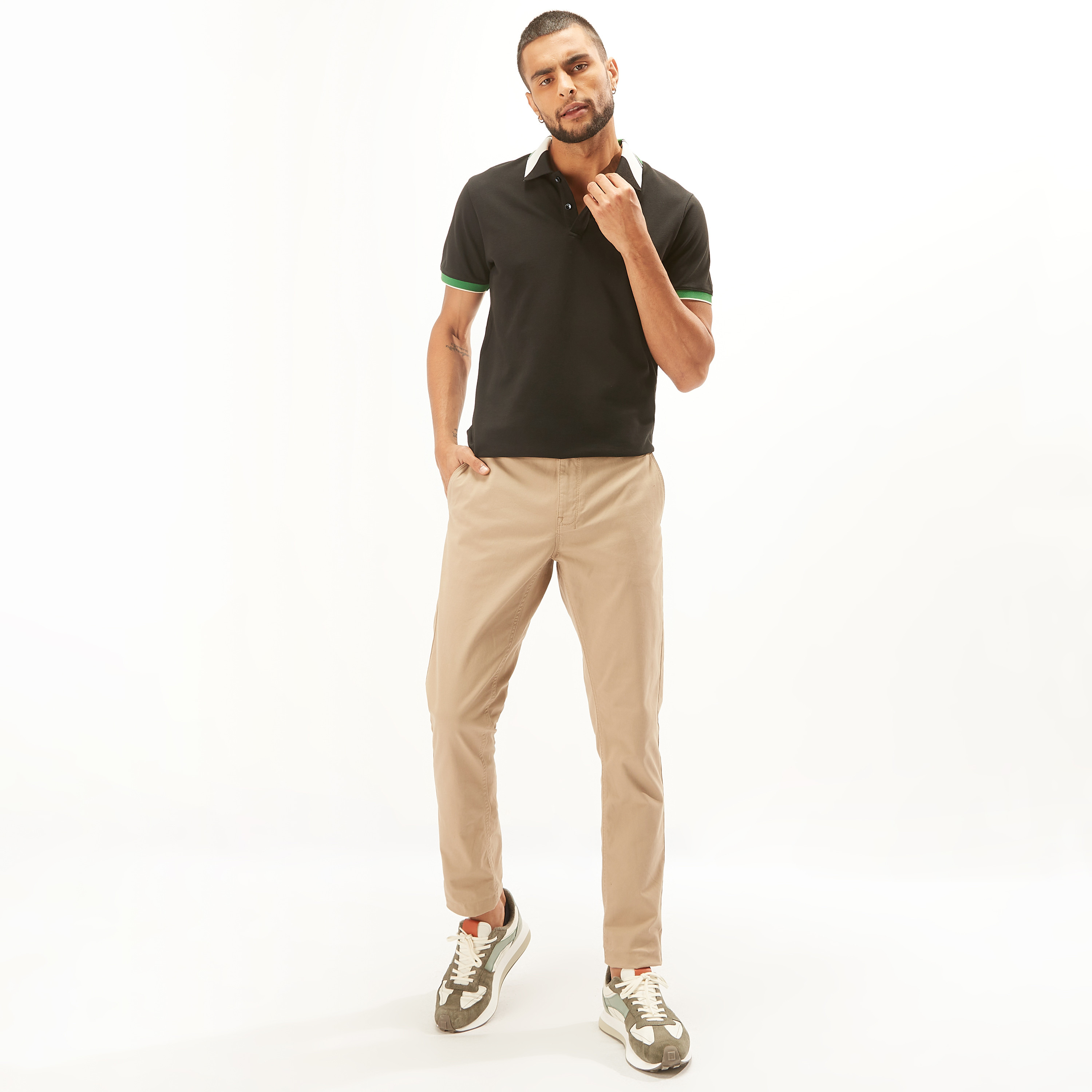 Jacquard Detail Polo T-shirt with Short Sleeves and Button Closure-men-clothing-tshirtsandpolos-polos-image-2