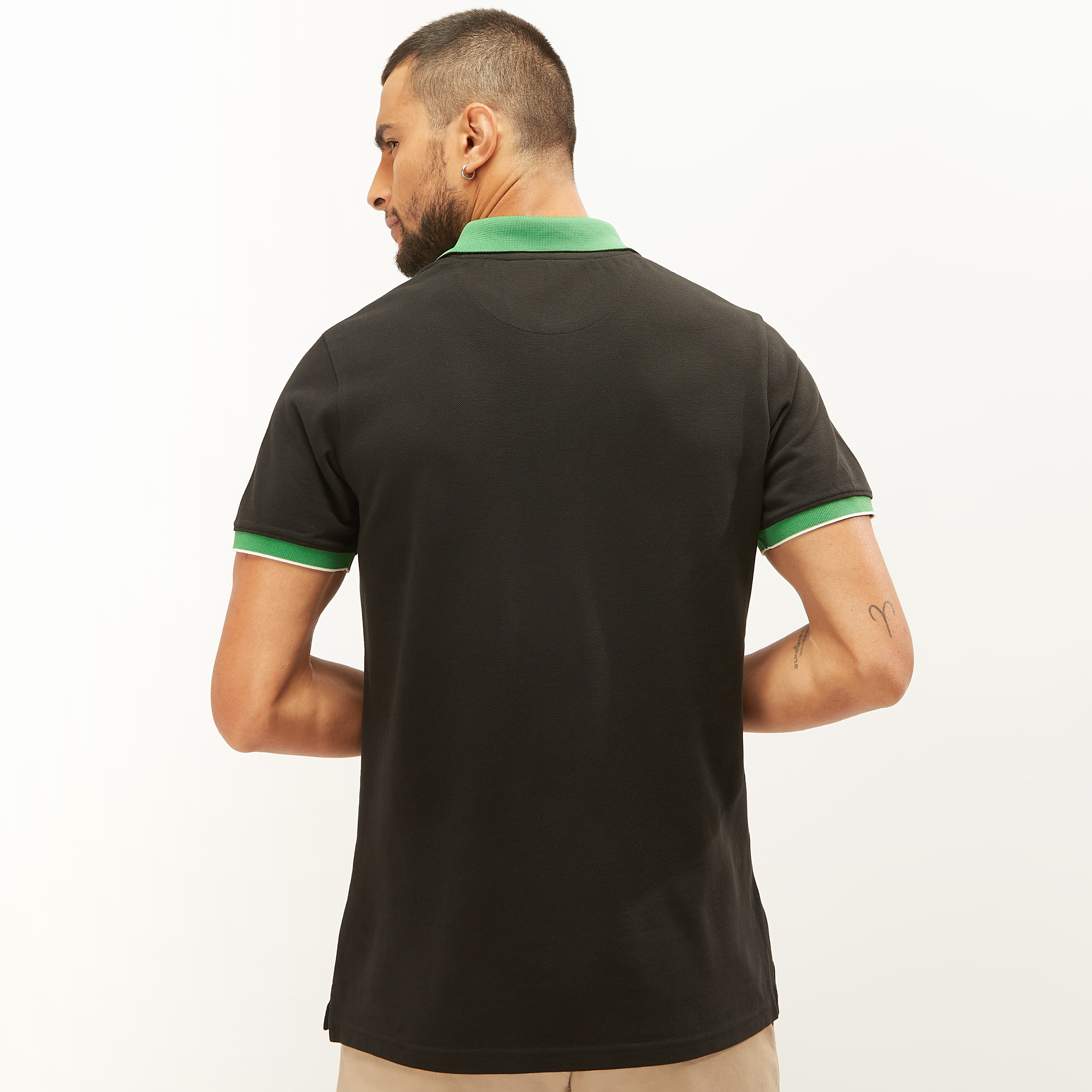 Jacquard Detail Polo T-shirt with Short Sleeves and Button Closure-men-clothing-tshirtsandpolos-polos-image-4