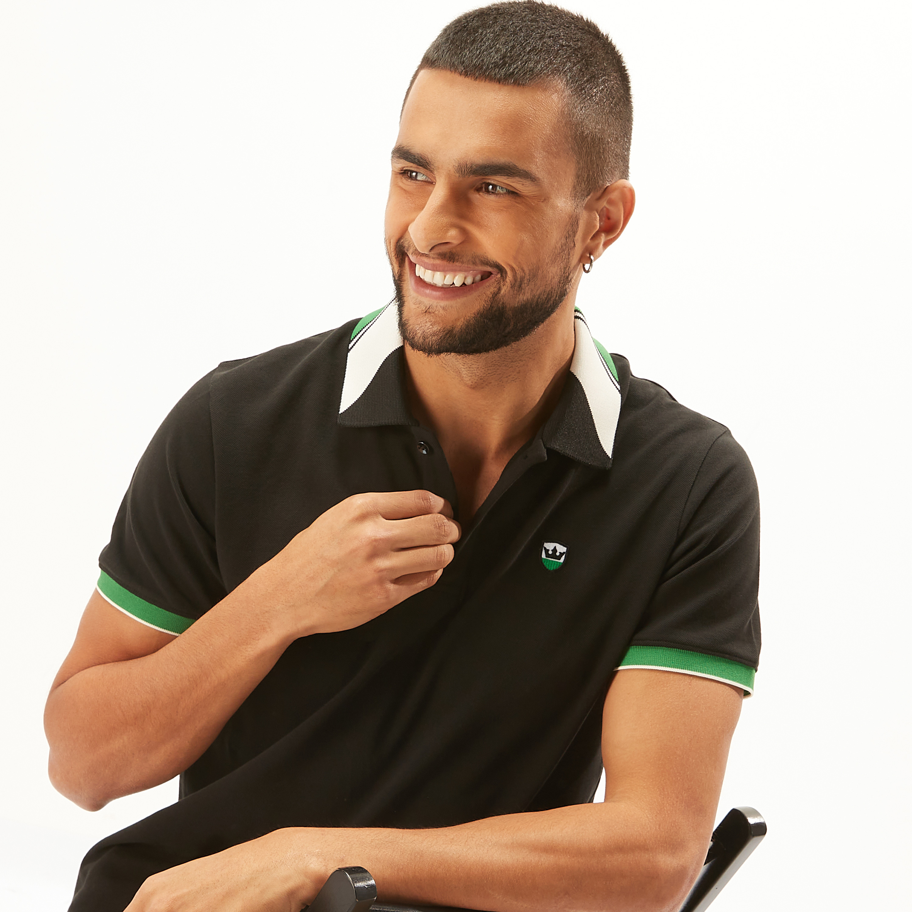 Jacquard Detail Polo T-shirt with Short Sleeves and Button Closure-men-clothing-tshirtsandpolos-polos-image-5