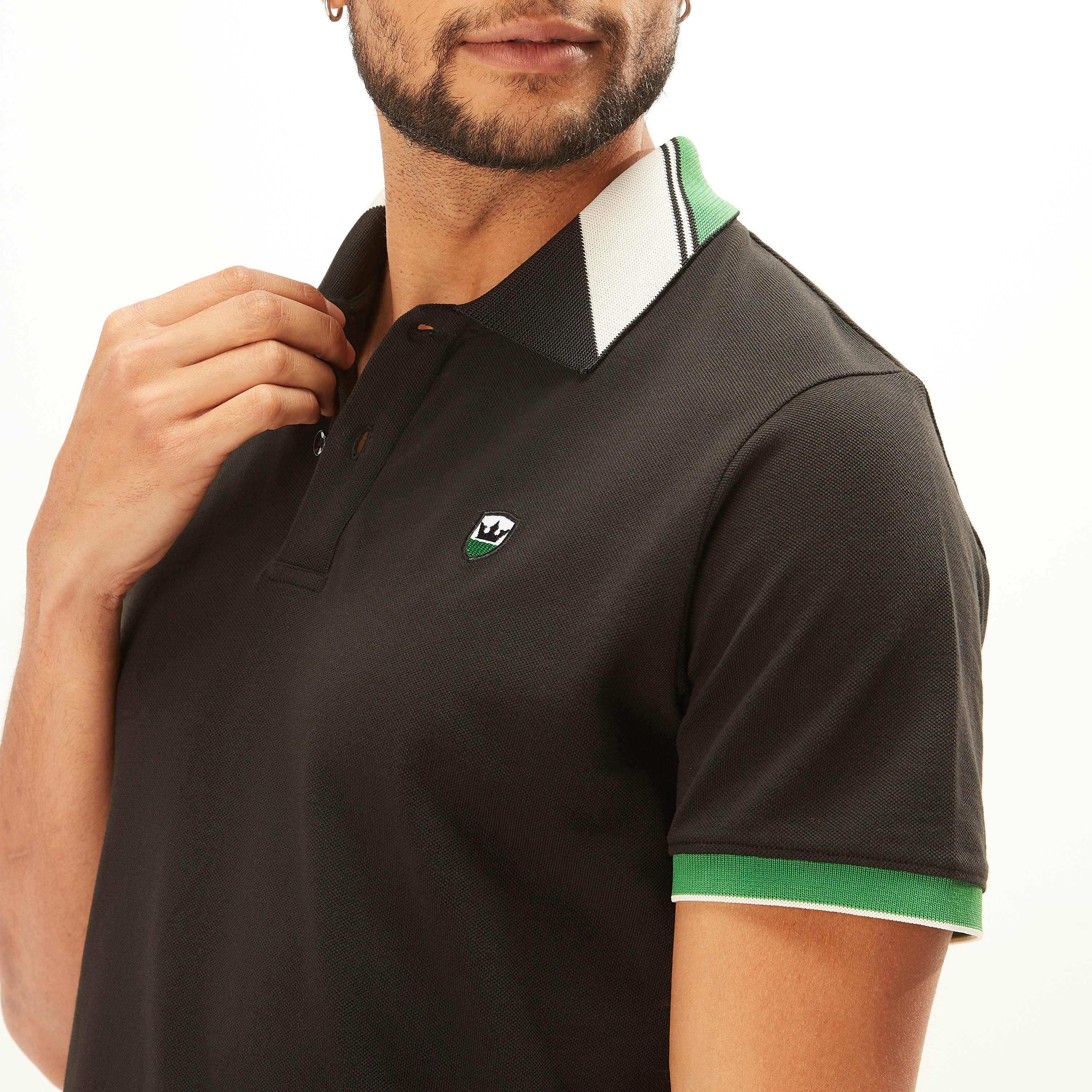 Jacquard Detail Polo T-shirt with Short Sleeves and Button Closure-men-clothing-tshirtsandpolos-polos-image-6