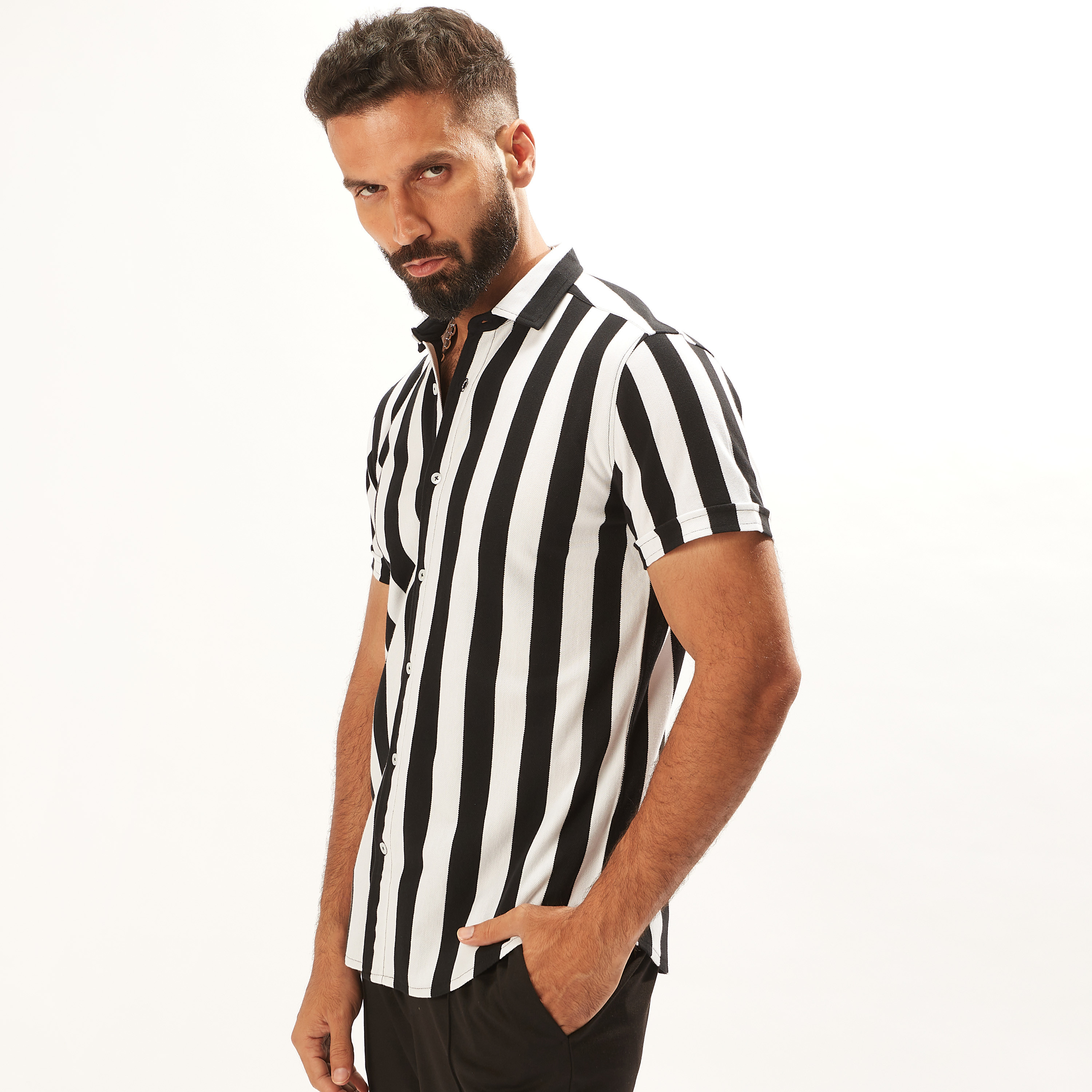 Mens striped sale shirt short sleeve