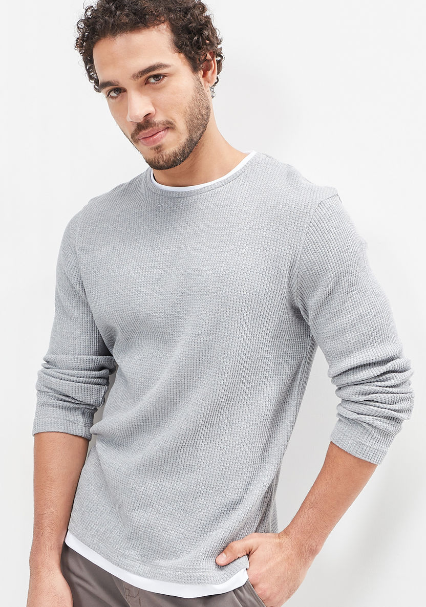 Buy Men's Textured Sweatshirt with Crew Neck and Long Sleeves Online ...