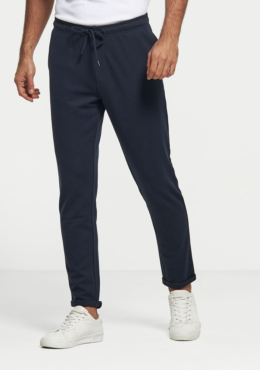 Buy Solid Track Pants with Drawstring Closure and Pockets
