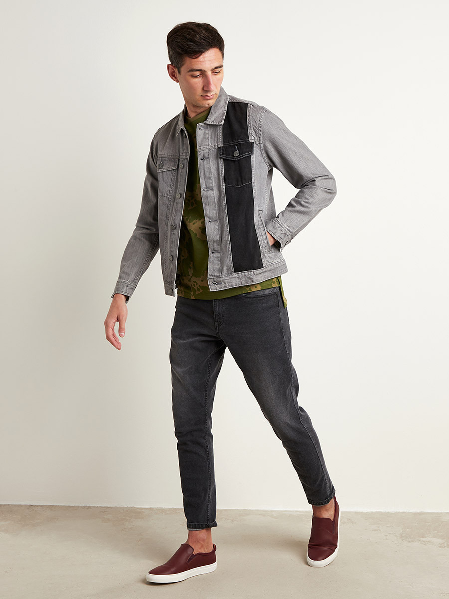 Black and store grey denim jacket